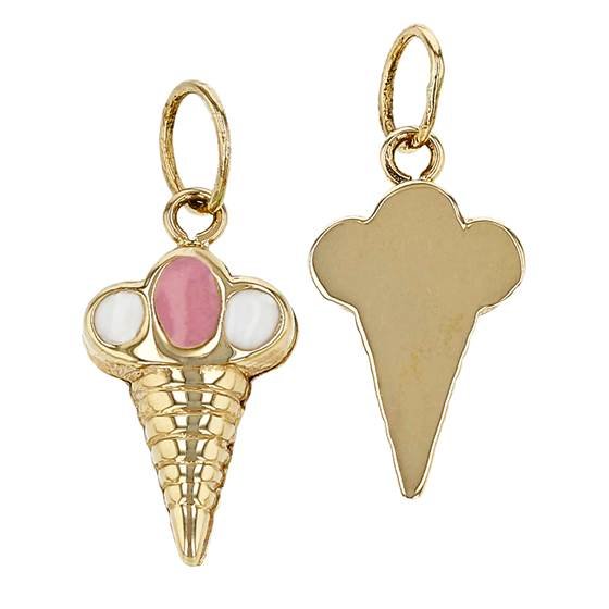 14ky 7x10.5mm ice cream charm; white/pink