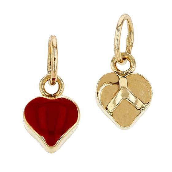 14ky 6mm heart charm; red