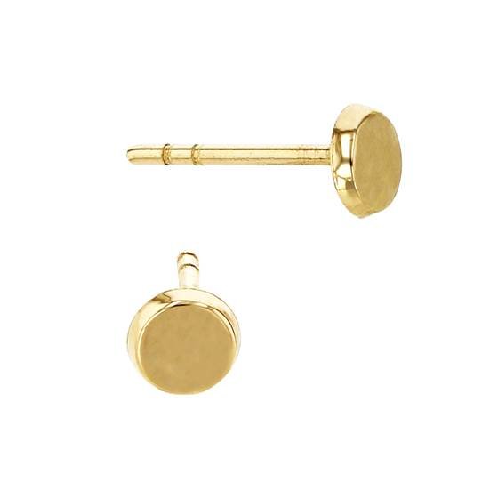 14ky 3mm round button disc stud earring