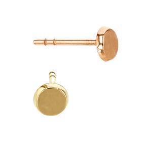 14k Round Button Disc Stud Earring