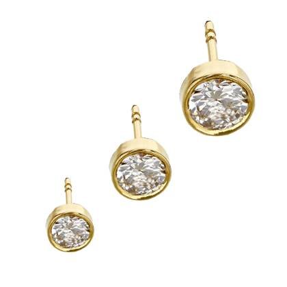 14K Round CZ Stud Earring in Bezel Setting