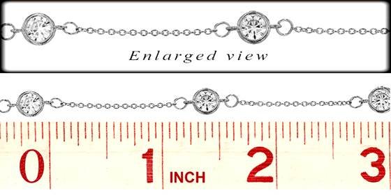 rhodium plated round bezel cubic zirconia chain