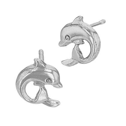 Sterling Silver Dolphin Stud Earrng