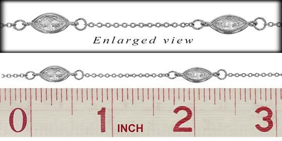 rhodium plated marquise bezel cubic zirconia chain