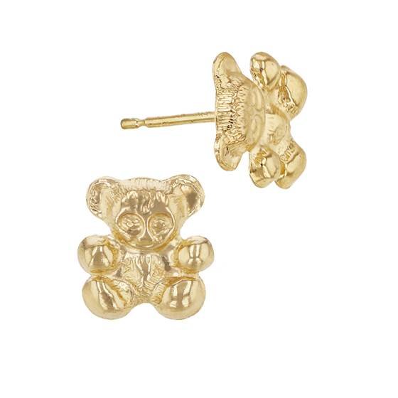 14ky 9mm teddy bear stud earring