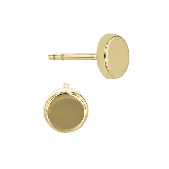 14ky 5.5mm flat round circle disc stud earring