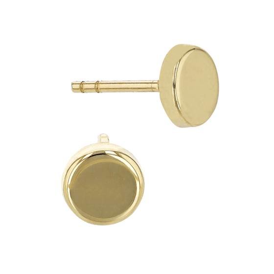 14ky 6mm flat round circle disc stud earring