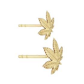 14K Leaf Stud Earring