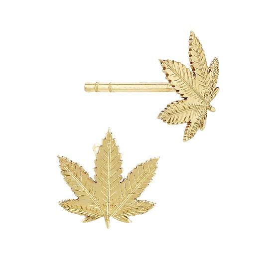 14ky 7.5mm leaf stud earring