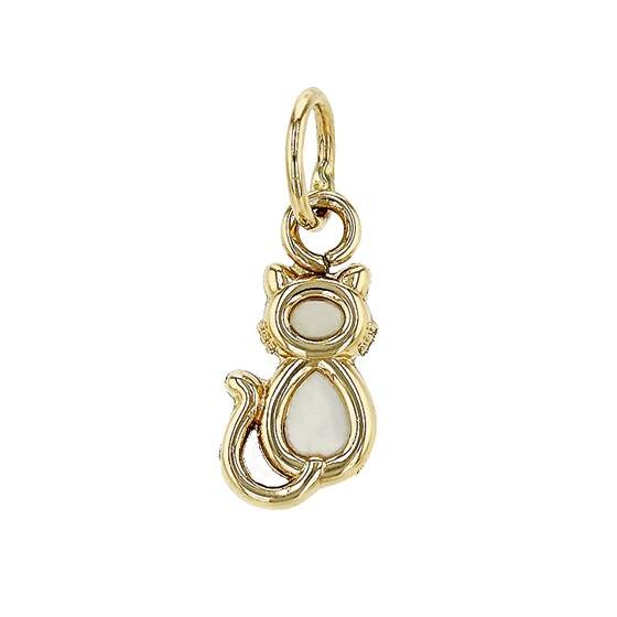 14ky 10mm mother of pearl cat charm