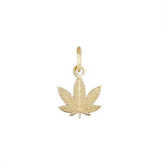 14ky 7.5mm cannabis leaf charm