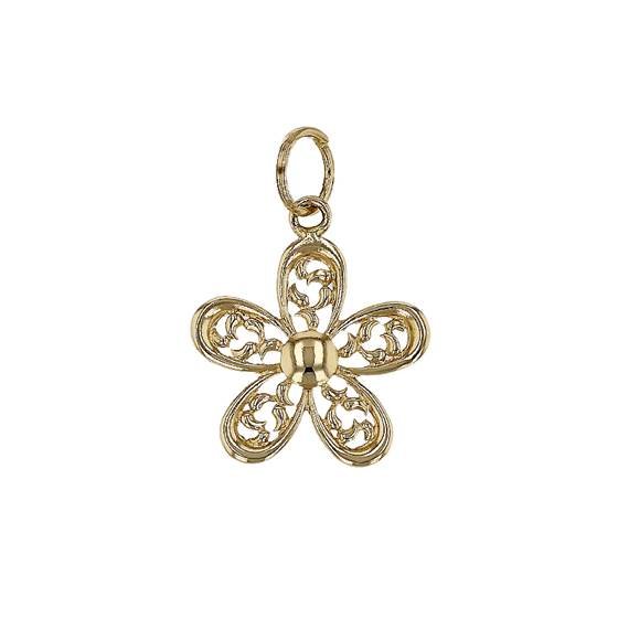 14ky 8mm filigree flower charm