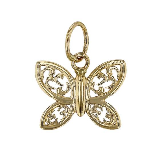 14ky 10mm filigree butterfly charm