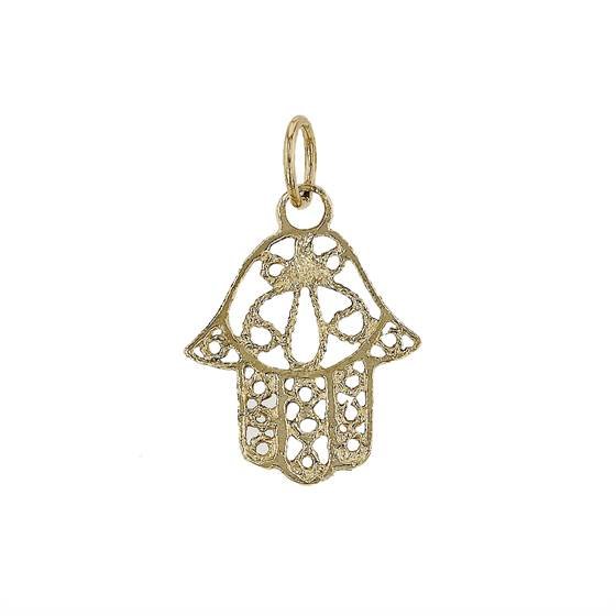 14ky 12mm filigree hamsa charm