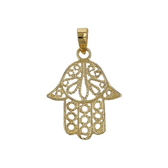 14ky 19mm filigree hamsa charm