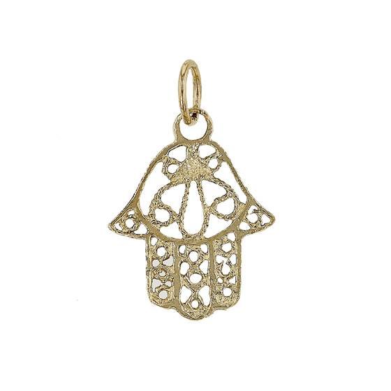 14ky 14mm filigree hamsa charm