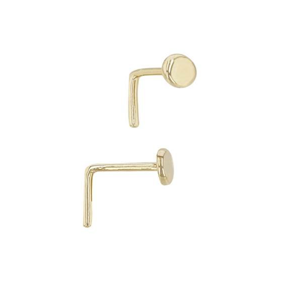 14ky 2.6mm flat l-bend nose stud