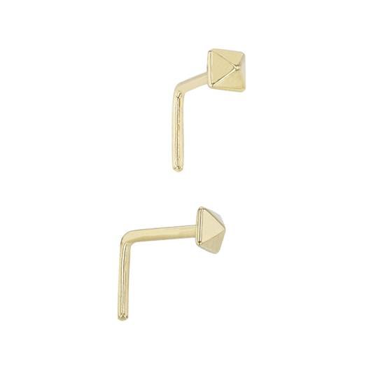 14ky 2.75mm pyramid l-bend nose stud