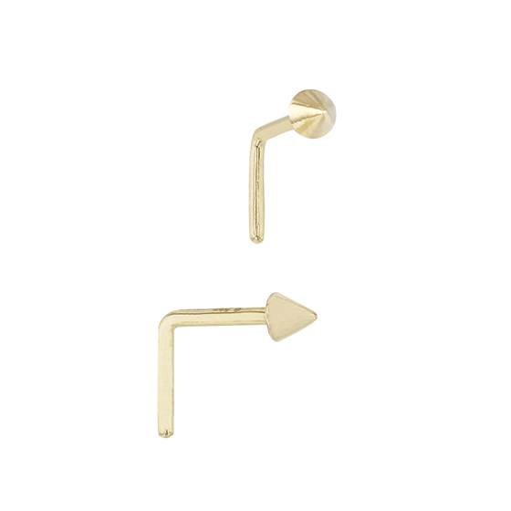 14ky 2.2mm arrow l-bend nose stud