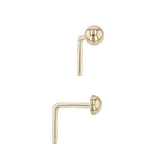 14ky 2.75mm half ball l-bend nose stud