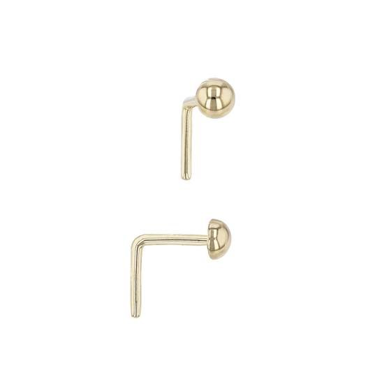 14ky 2.5mm half ball l-bend nose stud