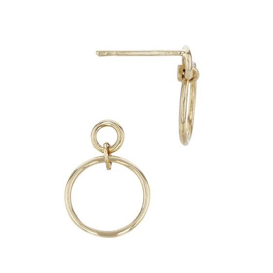 14ky 9.5mm double loop circle drop stud earring