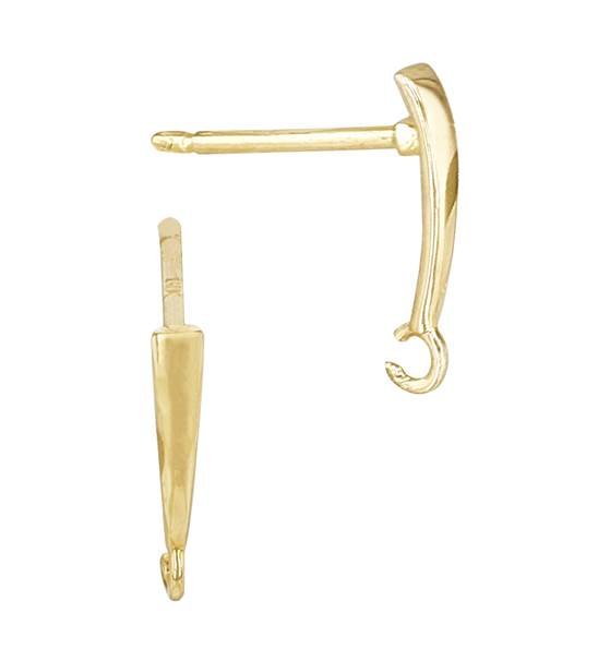 14ky 10mm curved stud earring with jumpring