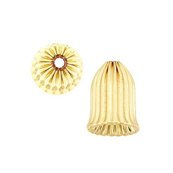 gold filled 11.3x11mm corrugated bell bead cap
