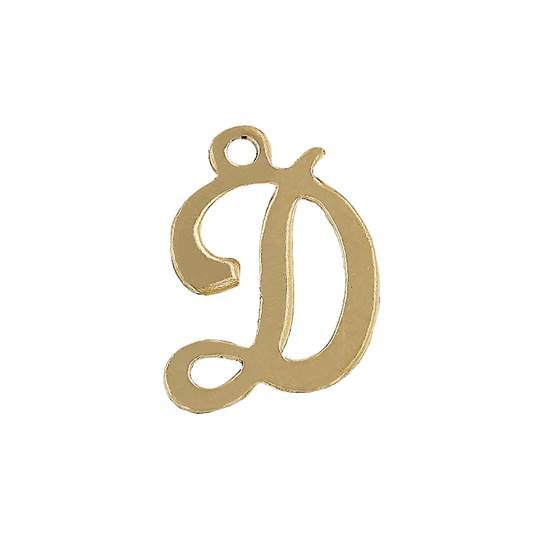 gf 11mm cursive script letter d charm