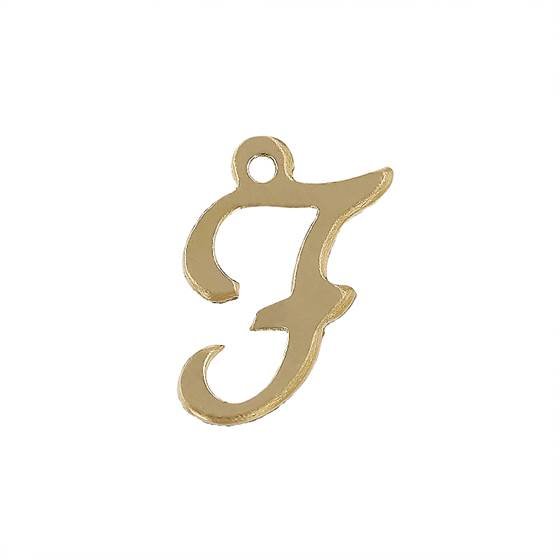 gf 11mm cursive script letter f charm