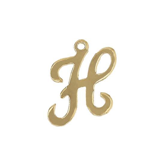 gf 11mm cursive script letter h charm