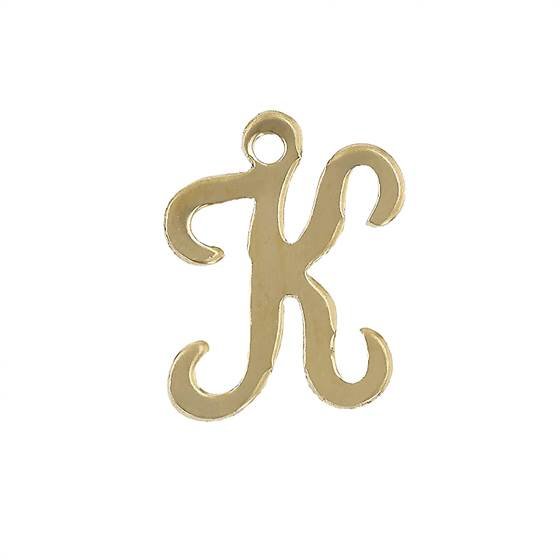 gf 11mm cursive script letter k charm