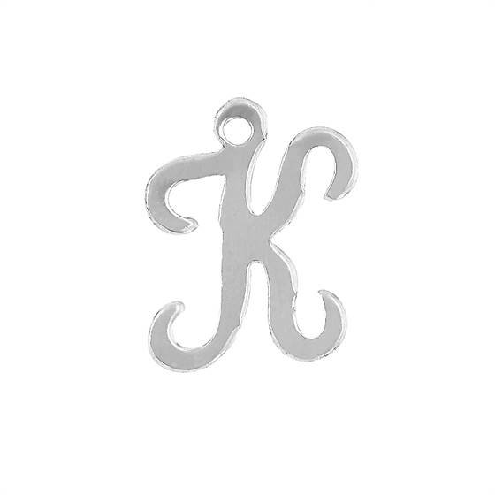 ss 11mm cursive script letter k charm