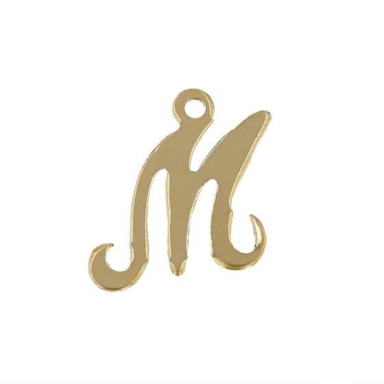 gf 11mm cursive script letter m charm