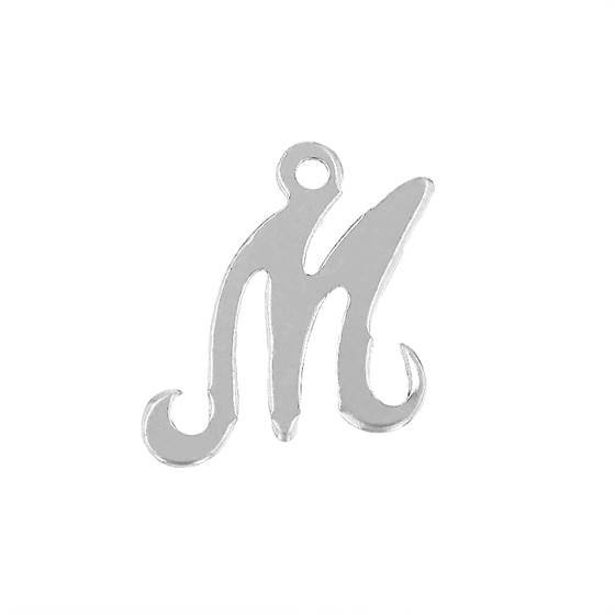 ss 11mm cursive script letter m charm