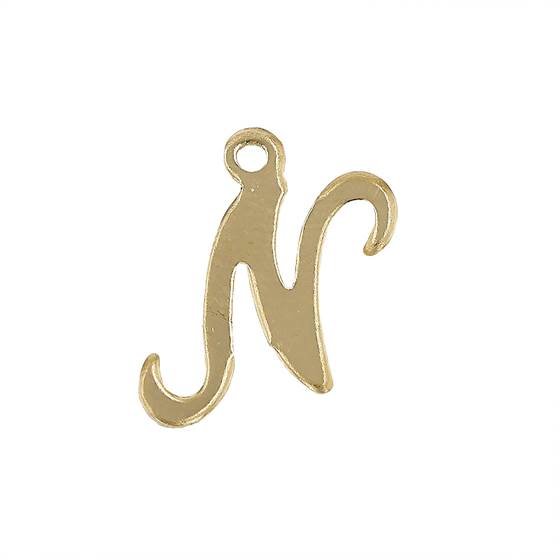 gf 11mm cursive script letter n charm