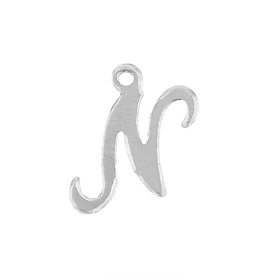 ss 11mm cursive script letter n charm