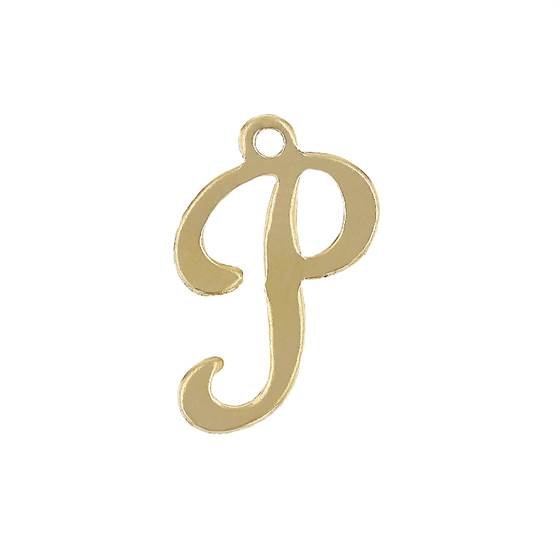 gf 11mm cursive script letter p charm