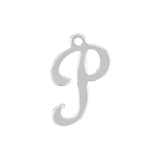 ss 11mm cursive script letter p charm
