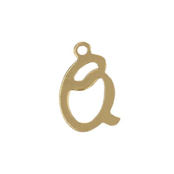 gf 11mm cursive script letter q charm