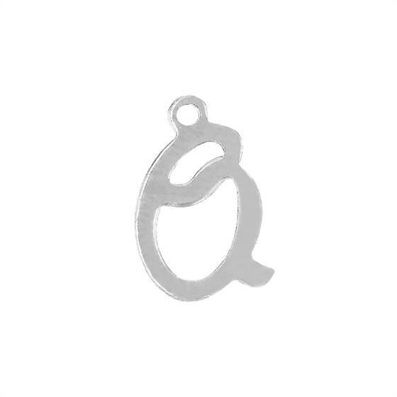 ss 11mm cursive script letter q charm