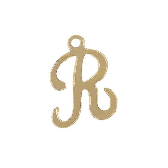 gf 11mm cursive script letter r charm