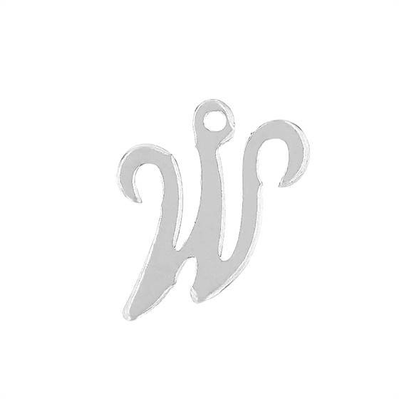 ss 11mm cursive script letter w charm