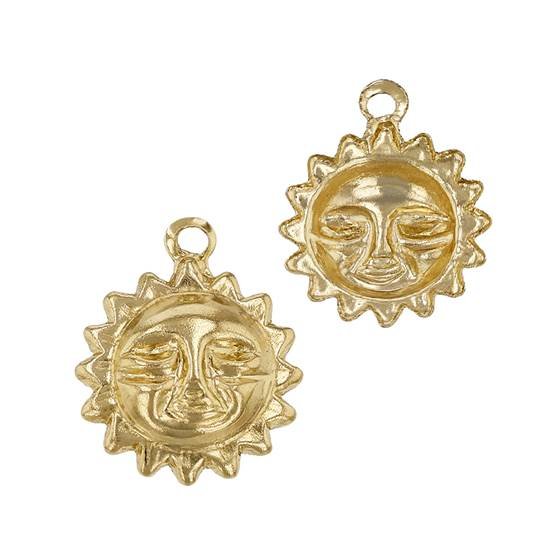 14ky 9mm sun face charm