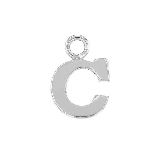 ss 8mm block style letter c charm