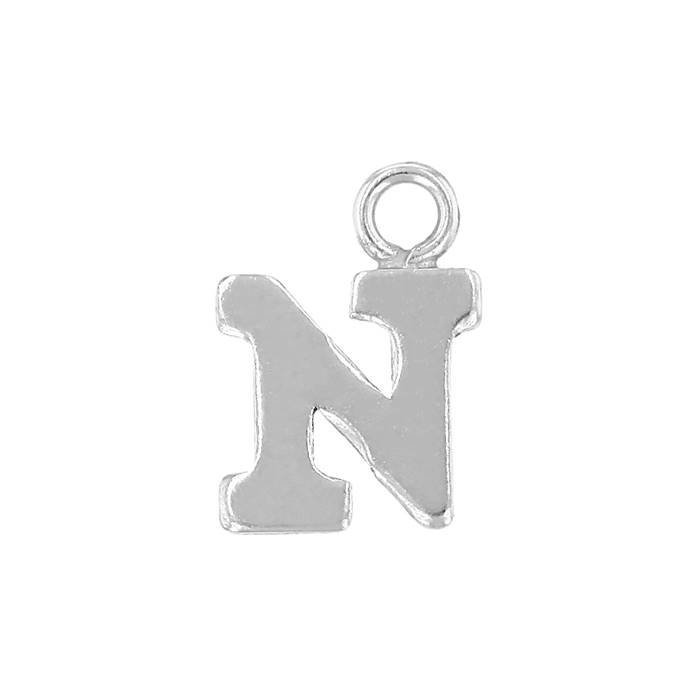 ss 8mm block style letter n charm