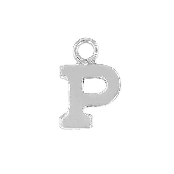 ss 8mm block style letter p charm
