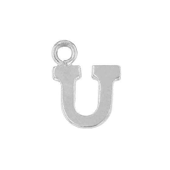 ss 8mm block style letter u charm