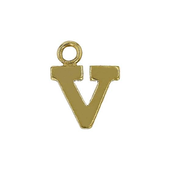 gf 8mm block style letter v charm