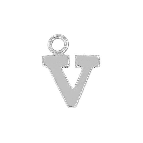 ss 8mm block style letter v charm